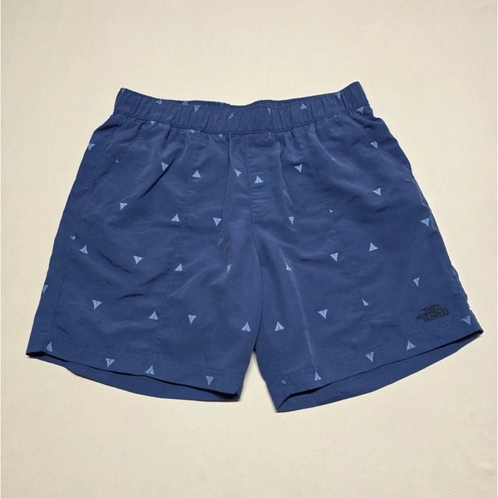 The North Face Men Class V Water Shorts Slate/Blue Print Size Large Mesh Lined